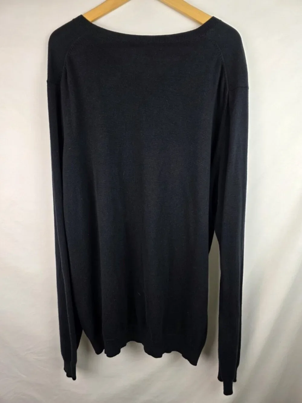 Wallin & Bros Mens Sweater Size XXL Navy Blue Cashmere Blend V-Neck Knit Top